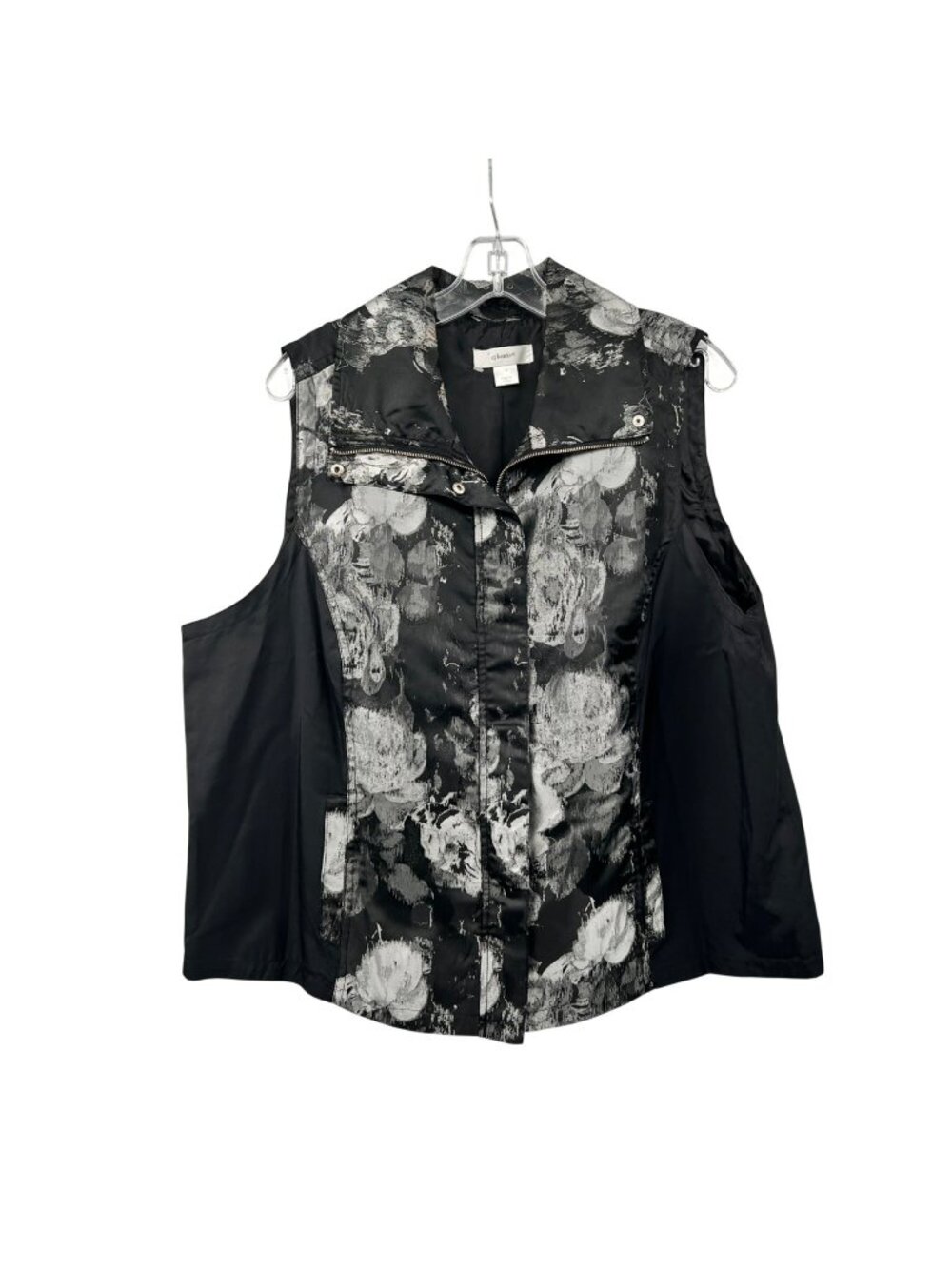 CJ Banks Womens Full Zip Vest Black/Multi Size 1X